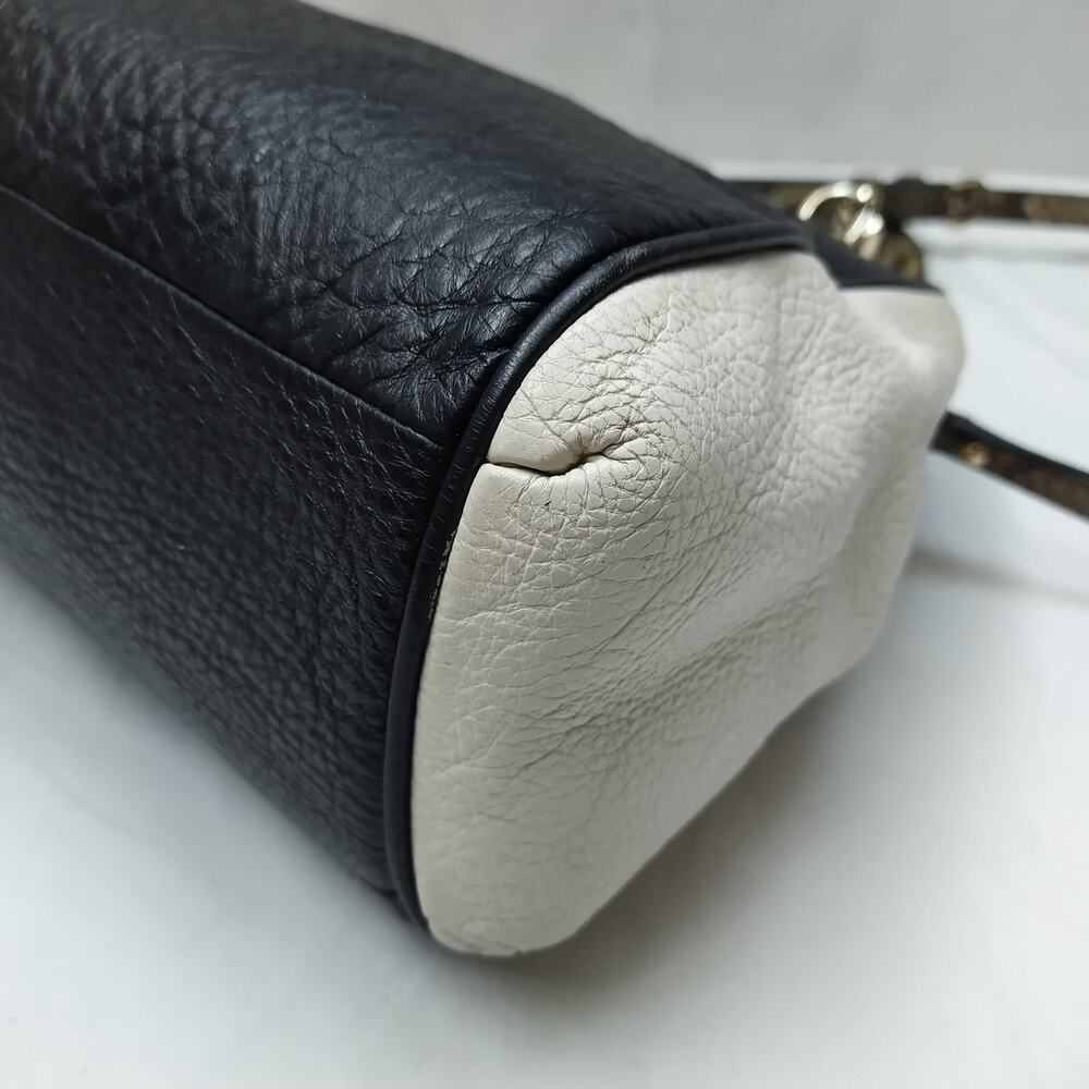 Coach Minetta Black Pebbled Leather Snakeskin Detail Satchel Crossbody Bag - Picture 9 of 16